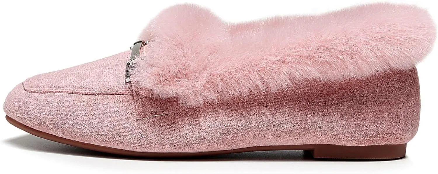 VenusCelia Women's Cozy Furry Flat Shoe