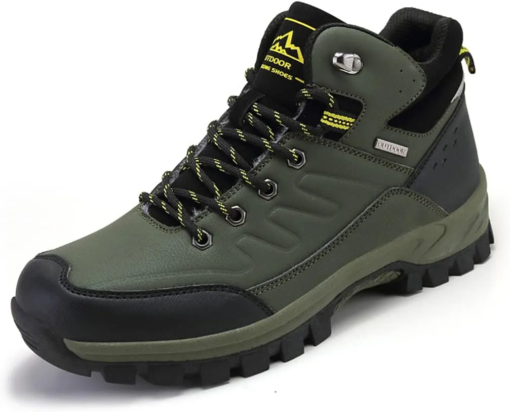 Veslexth Mens Snow Boots Insulated Waterproof Winter Shoes Non-slip Outdoor with Removable Lining for Men Fur Lined Casual Hiking Lightweight Anti-Slip Water-Resistant Footwear