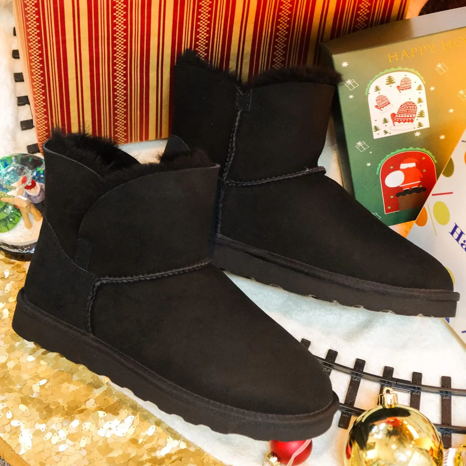 WaySoft Genuine Australia Sheepskin Snow Winter Boots for Women, Classic Water Resistance Shearling Boots Women