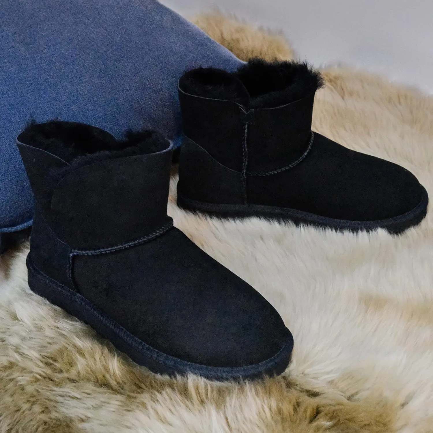 WaySoft Genuine Australia Sheepskin Snow Winter Boots for Women, Classic Water Resistance Shearling Boots Women