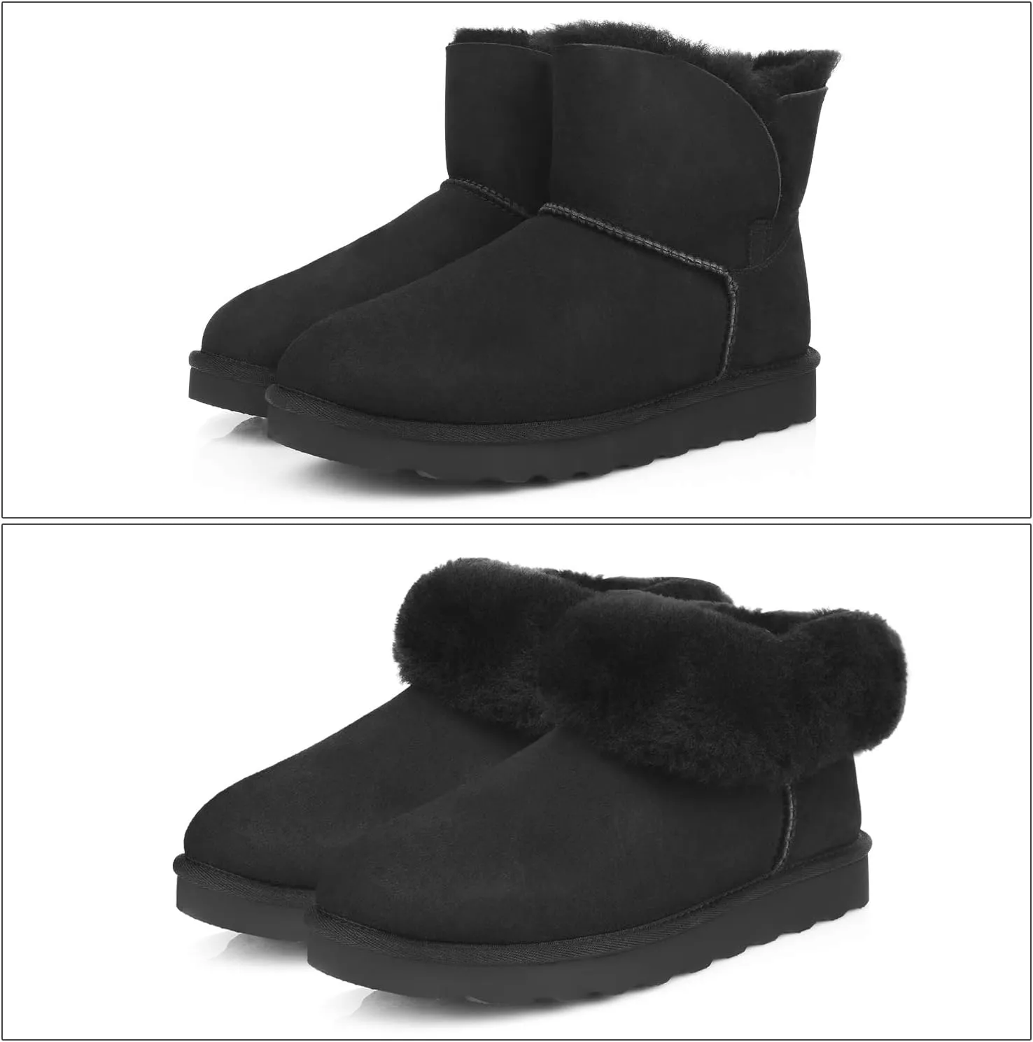 WaySoft Genuine Australia Sheepskin Snow Winter Boots for Women, Classic Water Resistance Shearling Boots Women