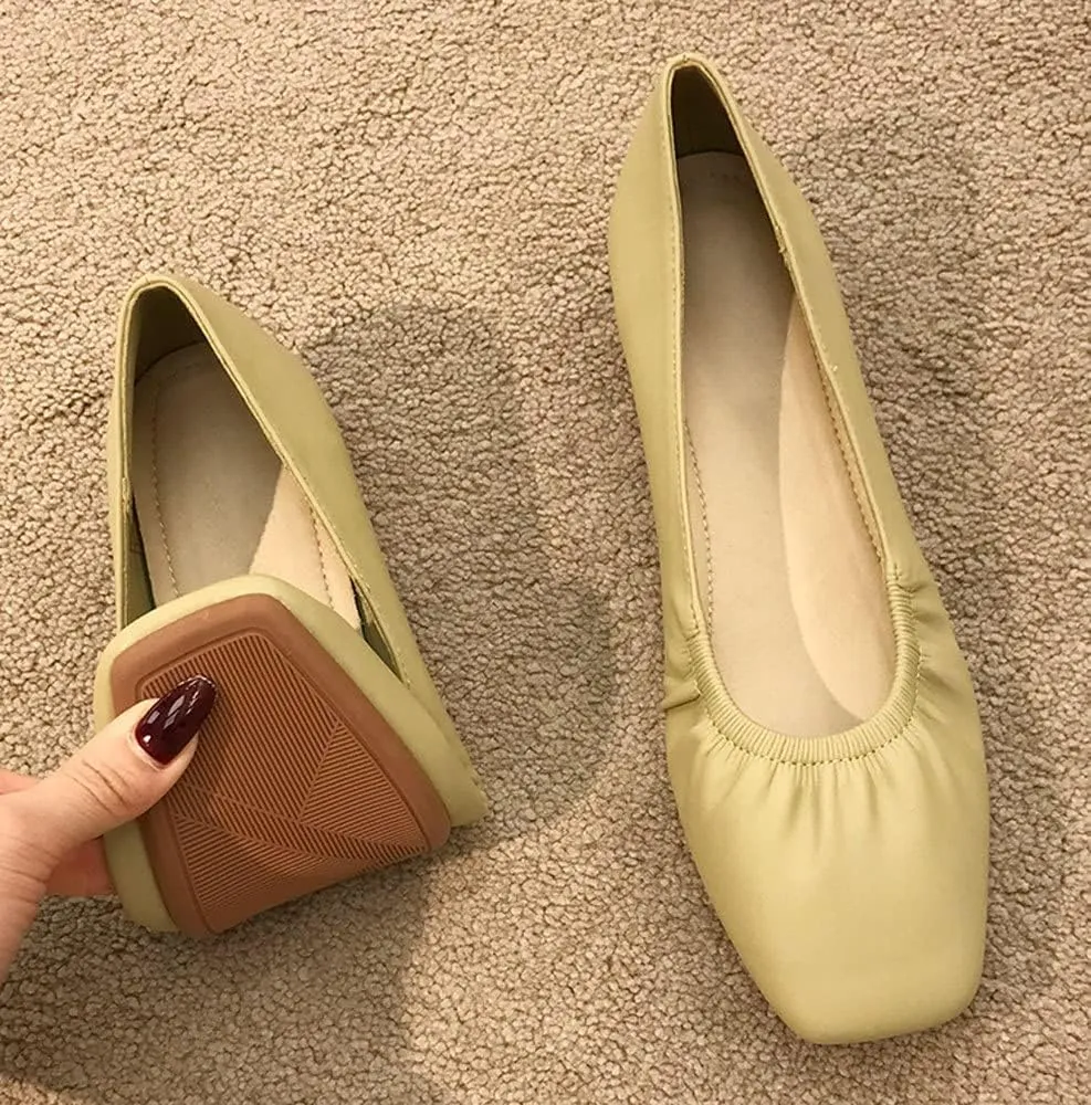 WENJIAZHIZHI Womens Ruched Ballet Flats for Ballerina Dancing Dress Shoes Women Dressy Comfortable Casual Slip Ons