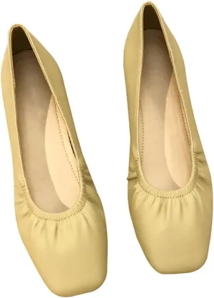 WENJIAZHIZHI Womens Ruched Ballet Flats for Ballerina Dancing Dress Shoes Women Dressy Comfortable Casual Slip Ons