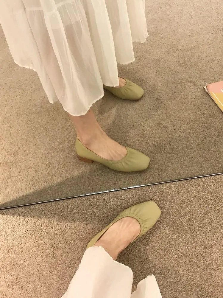 WENJIAZHIZHI Womens Ruched Ballet Flats for Ballerina Dancing Dress Shoes Women Dressy Comfortable Casual Slip Ons