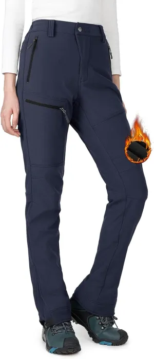 Wespornow Women's-Snow-Ski-Pants for Winter Outdoor Fleece-Lined-Water-Resistant-Hiking-Insulated-Pants with Zipper Pockets