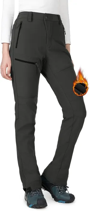 Wespornow Women's-Snow-Ski-Pants for Winter Outdoor Fleece-Lined-Water-Resistant-Hiking-Insulated-Pants with Zipper Pockets