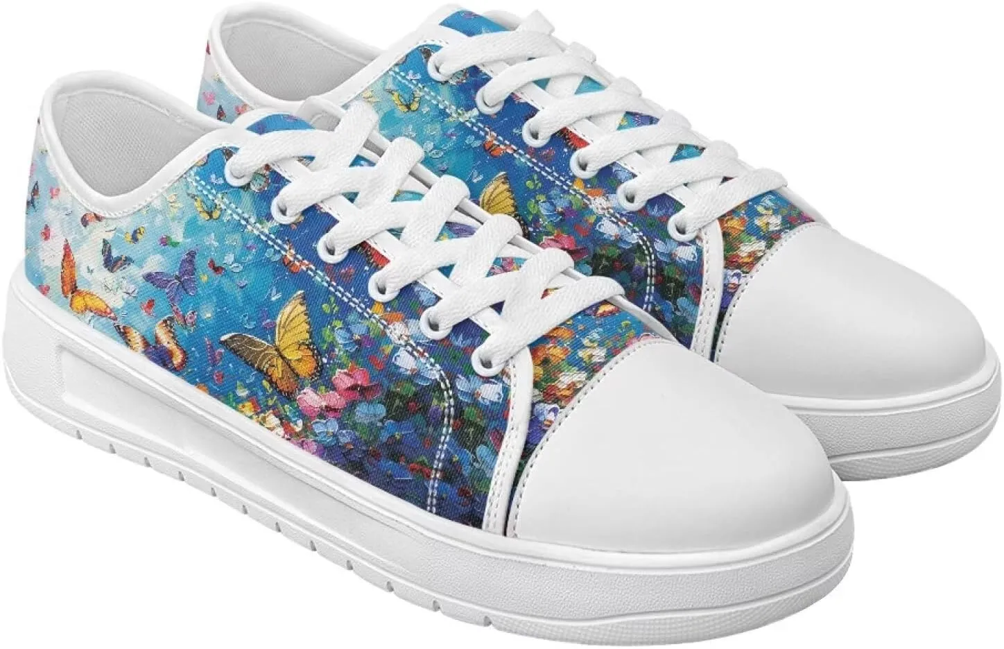 White Sneakers for Women Low Top Canvas Shoes Womens Walking Shoes Women's Fashion Sneaker Lace Up Casual Tennis Shoe