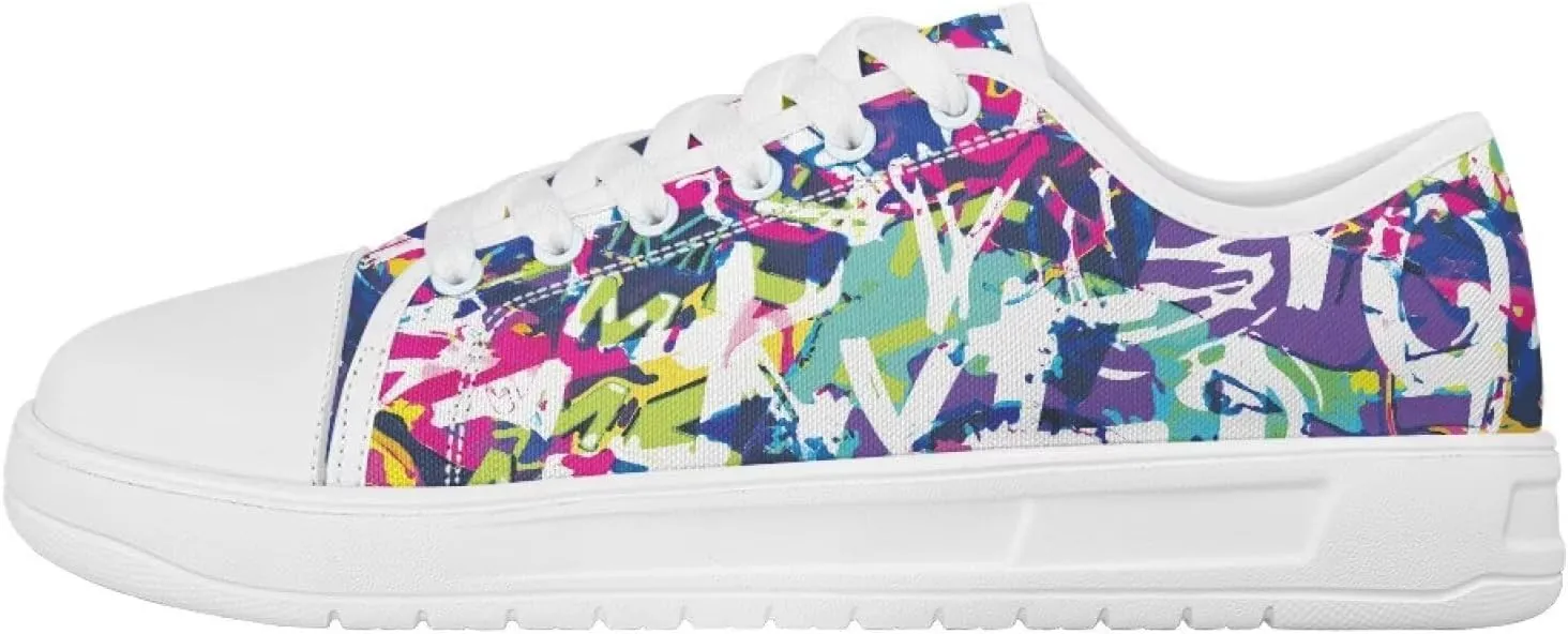 White Sneakers for Women Low Top Canvas Shoes Womens Walking Shoes Women's Fashion Sneaker Lace Up Casual Tennis Shoe