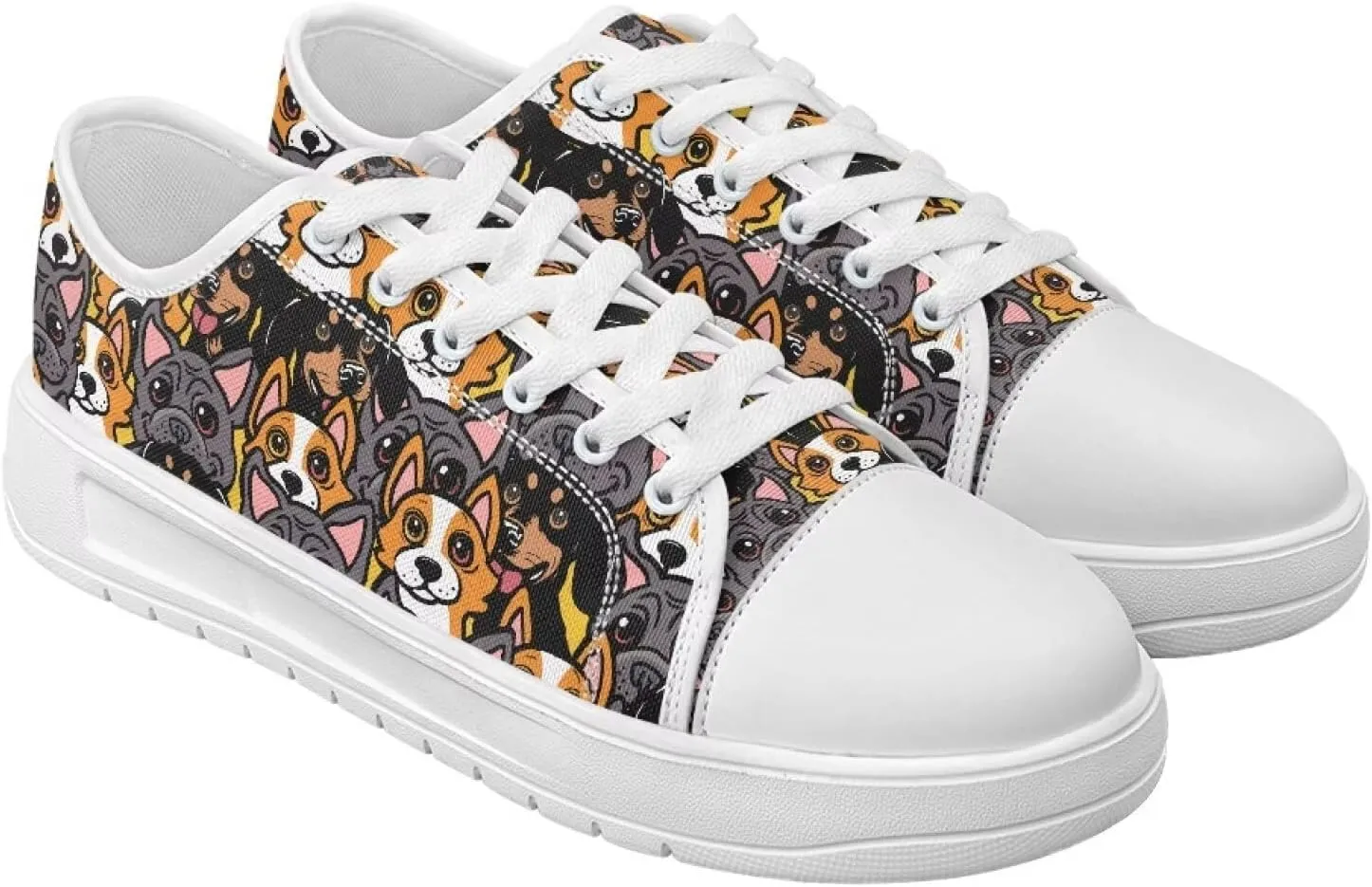 White Sneakers for Women Low Top Canvas Shoes Womens Walking Shoes Women's Fashion Sneaker Lace Up Casual Tennis Shoe