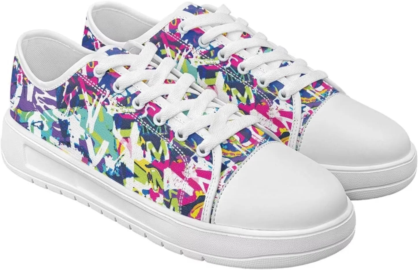 White Sneakers for Women Low Top Canvas Shoes Womens Walking Shoes Women's Fashion Sneaker Lace Up Casual Tennis Shoe