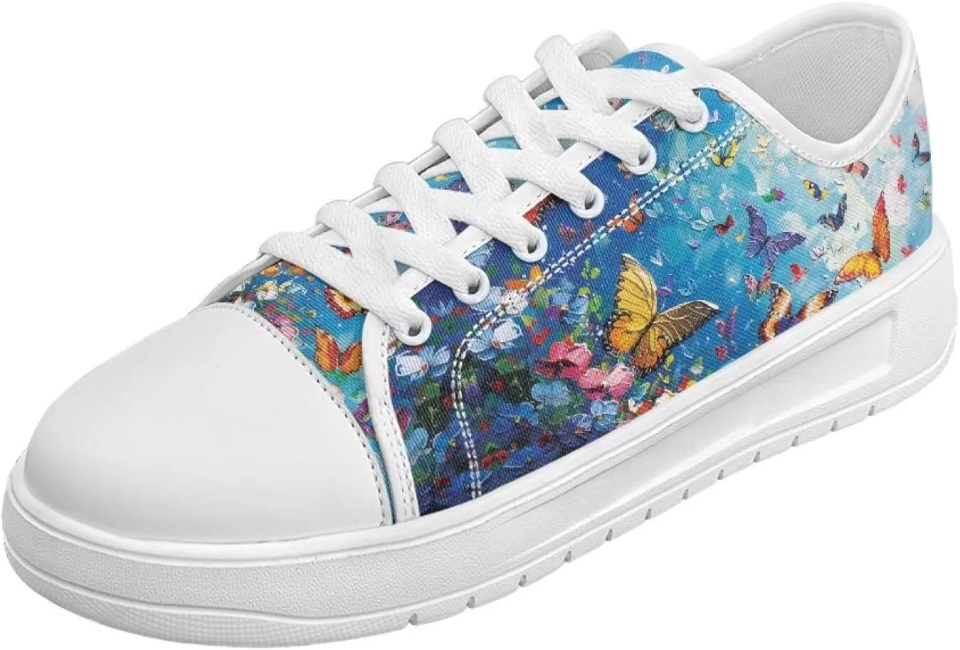 White Sneakers for Women Low Top Canvas Shoes Womens Walking Shoes Women's Fashion Sneaker Lace Up Casual Tennis Shoe