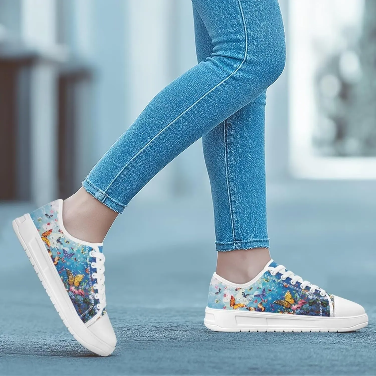 White Sneakers for Women Low Top Canvas Shoes Womens Walking Shoes Women's Fashion Sneaker Lace Up Casual Tennis Shoe