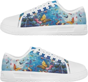 White Sneakers for Women Low Top Canvas Shoes Womens Walking Shoes Women's Fashion Sneaker Lace Up Casual Tennis Shoe