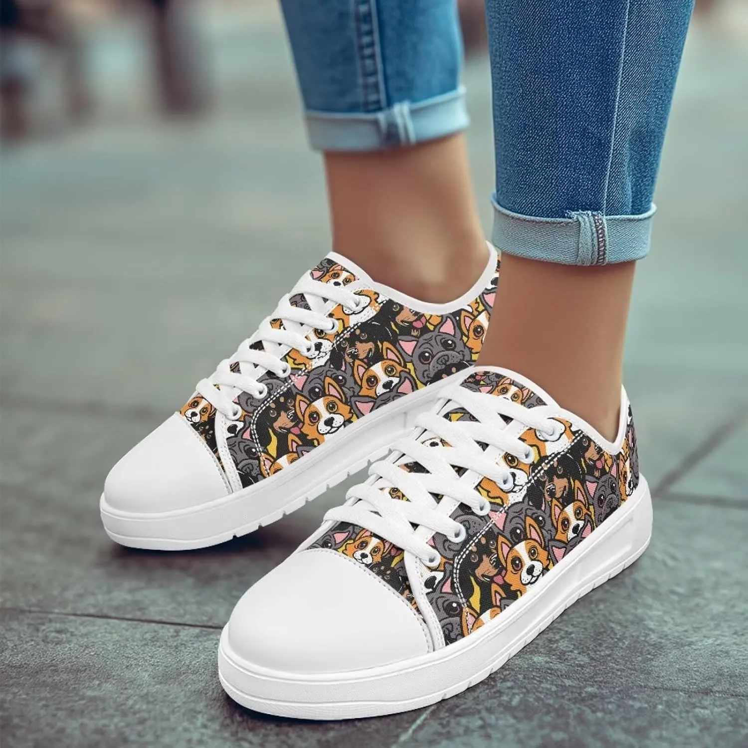 White Sneakers for Women Low Top Canvas Shoes Womens Walking Shoes Women's Fashion Sneaker Lace Up Casual Tennis Shoe