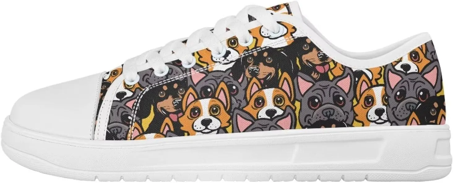 White Sneakers for Women Low Top Canvas Shoes Womens Walking Shoes Women's Fashion Sneaker Lace Up Casual Tennis Shoe