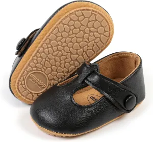 WILLFUN Baby Girls Mary Jane Flats with Bowknot Princess Party Dress Crib Shoes Non-Slip Soft Rubber Sole for Toddler First Walkers