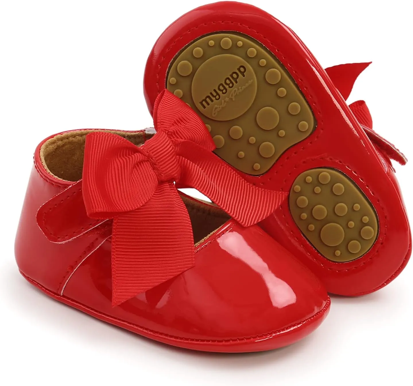 WILLFUN Baby Girls Mary Jane Flats with Bowknot Princess Party Dress Crib Shoes Non-Slip Soft Rubber Sole for Toddler First Walkers