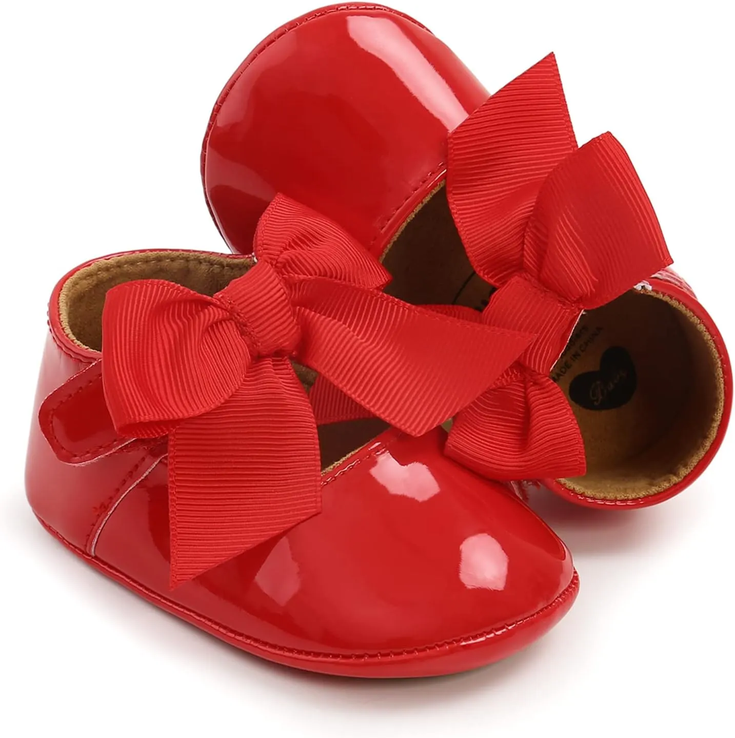 WILLFUN Baby Girls Mary Jane Flats with Bowknot Princess Party Dress Crib Shoes Non-Slip Soft Rubber Sole for Toddler First Walkers