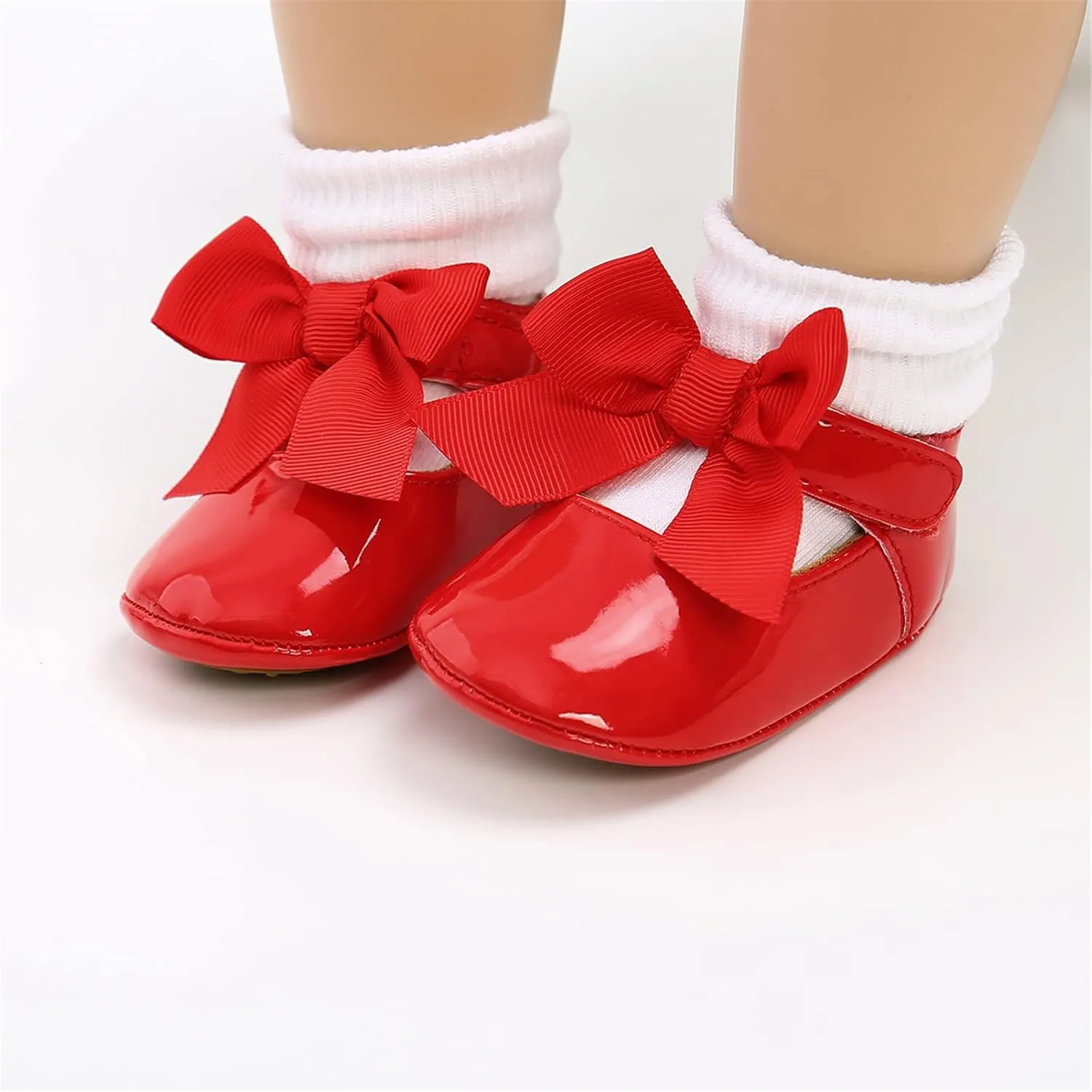 WILLFUN Baby Girls Mary Jane Flats with Bowknot Princess Party Dress Crib Shoes Non-Slip Soft Rubber Sole for Toddler First Walkers