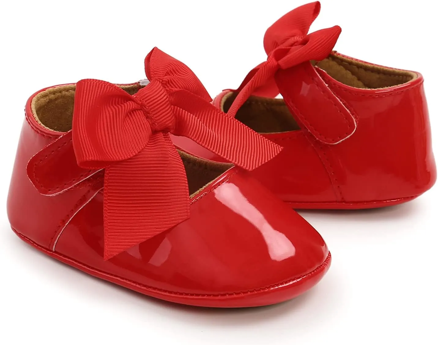 WILLFUN Baby Girls Mary Jane Flats with Bowknot Princess Party Dress Crib Shoes Non-Slip Soft Rubber Sole for Toddler First Walkers