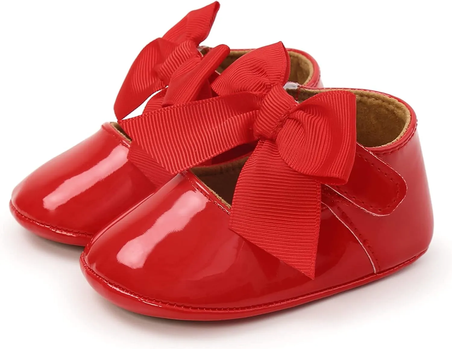 WILLFUN Baby Girls Mary Jane Flats with Bowknot Princess Party Dress Crib Shoes Non-Slip Soft Rubber Sole for Toddler First Walkers