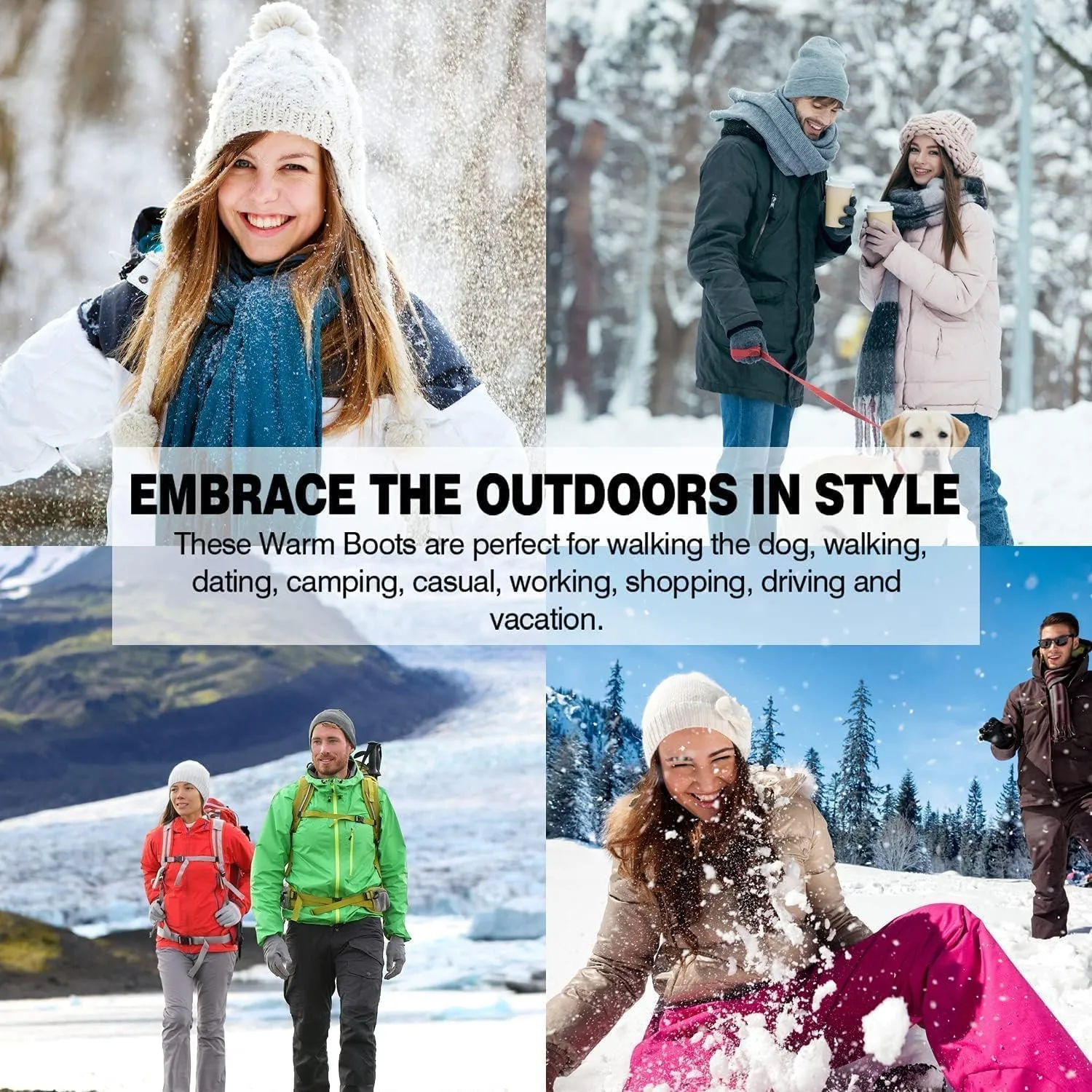 Winter Boots for Women - Soft Comfortable Faux Fur Mid Calf Winter Snow Boots Totes Boots Lace up Snow Boots Winter Boots with Insulated Black for Outdoor