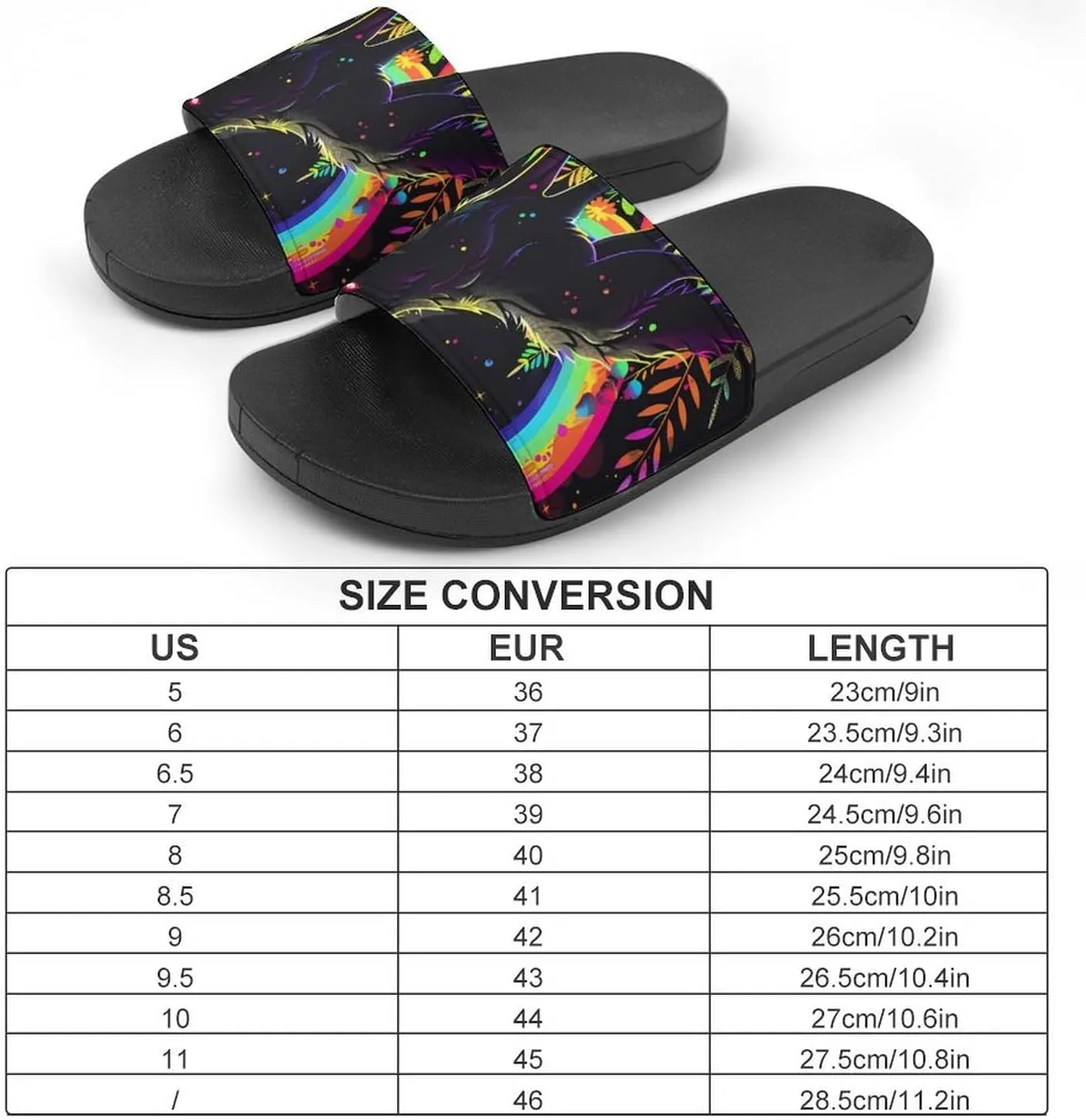 Wolf Rainbow Moon PVC Home Slippers Beach Shower Sandals Summer Non-Slip Outdoor Shoes for Men Women