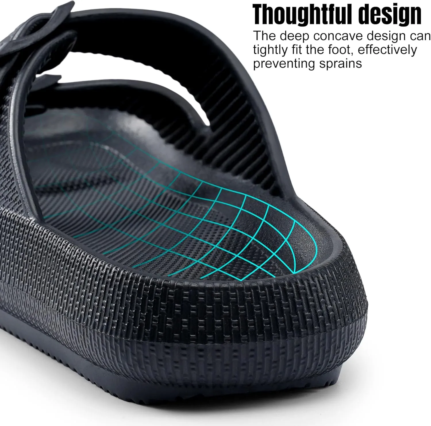 Women Cloud Slide Sandals Woman Slip on Lightweight Adjustable Buckle Slides with Non-Slip Sole for Indoor/Outdoor Use