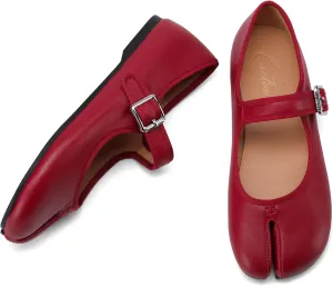 Women Fashion Buckle Strap Casual Flats Ballerina Ninja Cozy Dress Shoes Mary Jane Moccasins Ballet Faux Leather Split Toe Shoes