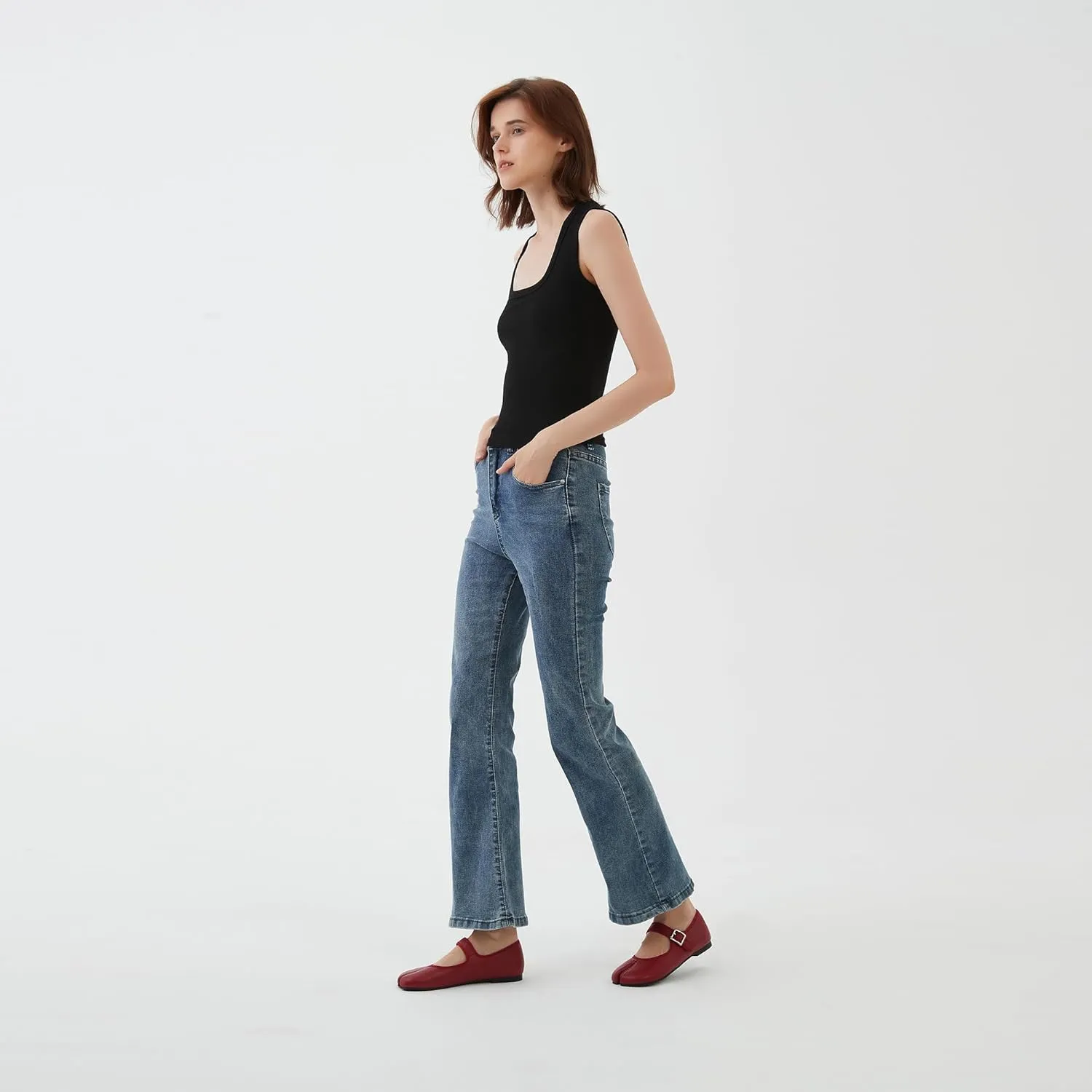 Women Fashion Buckle Strap Casual Flats Ballerina Ninja Cozy Dress Shoes Mary Jane Moccasins Ballet Faux Leather Split Toe Shoes