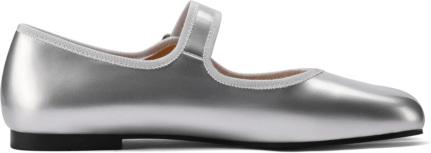 Women Fashion Buckle Strap Casual Flats Ballerina Ninja Cozy Dress Shoes Mary Jane Moccasins Ballet Faux Leather Split Toe Shoes