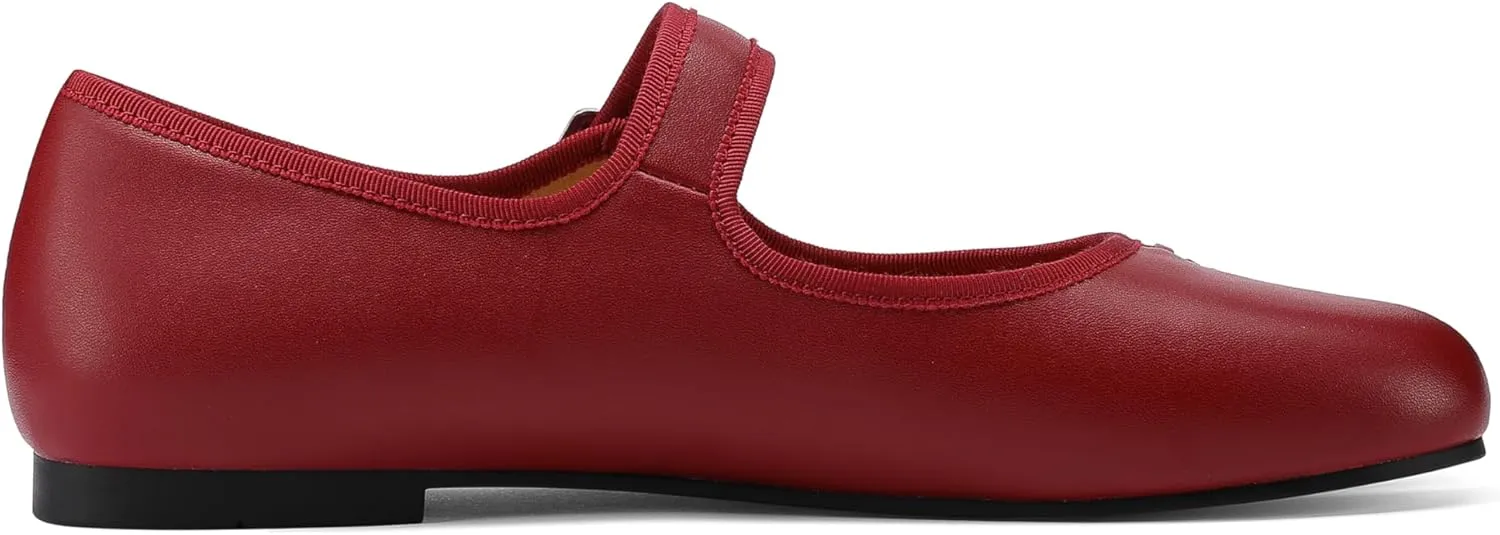 Women Fashion Buckle Strap Casual Flats Ballerina Ninja Cozy Dress Shoes Mary Jane Moccasins Ballet Faux Leather Split Toe Shoes