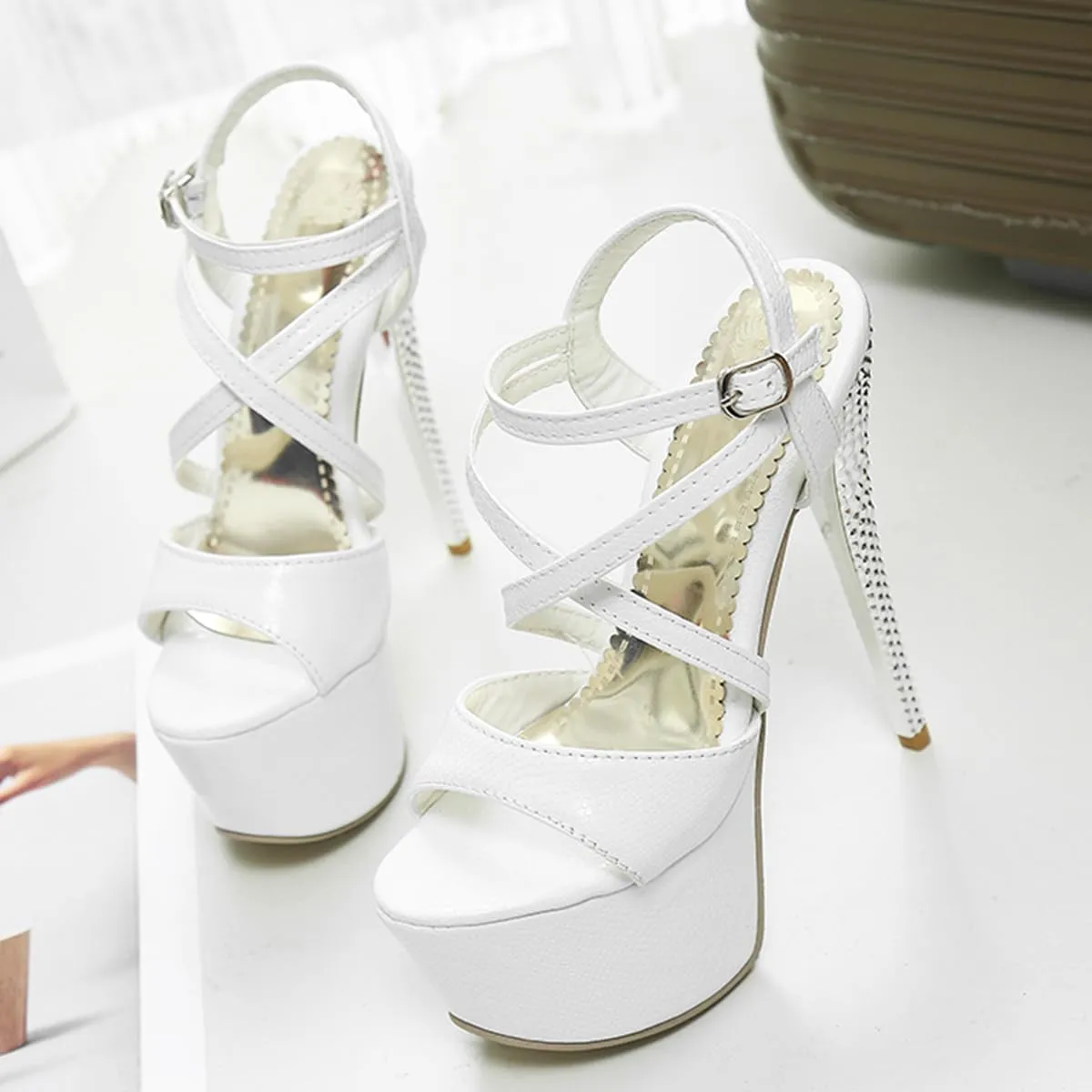 Women Fashion Stiletto High Heels Platform Sandals Open Toe Party Shoes