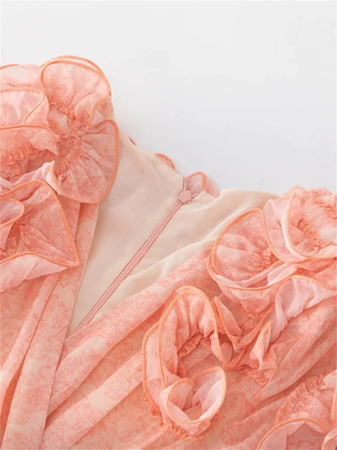 Women Floral Summer Big Swing Long Dress Cascading Ruffle Lantern Sleeve A-Line Print Dress