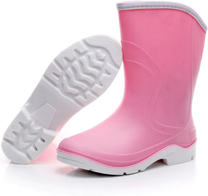 Women Half Calf Ankle Rubber Rainboots 2 Color Waterproof Boots for Garden Rain Round Toe Rainboots