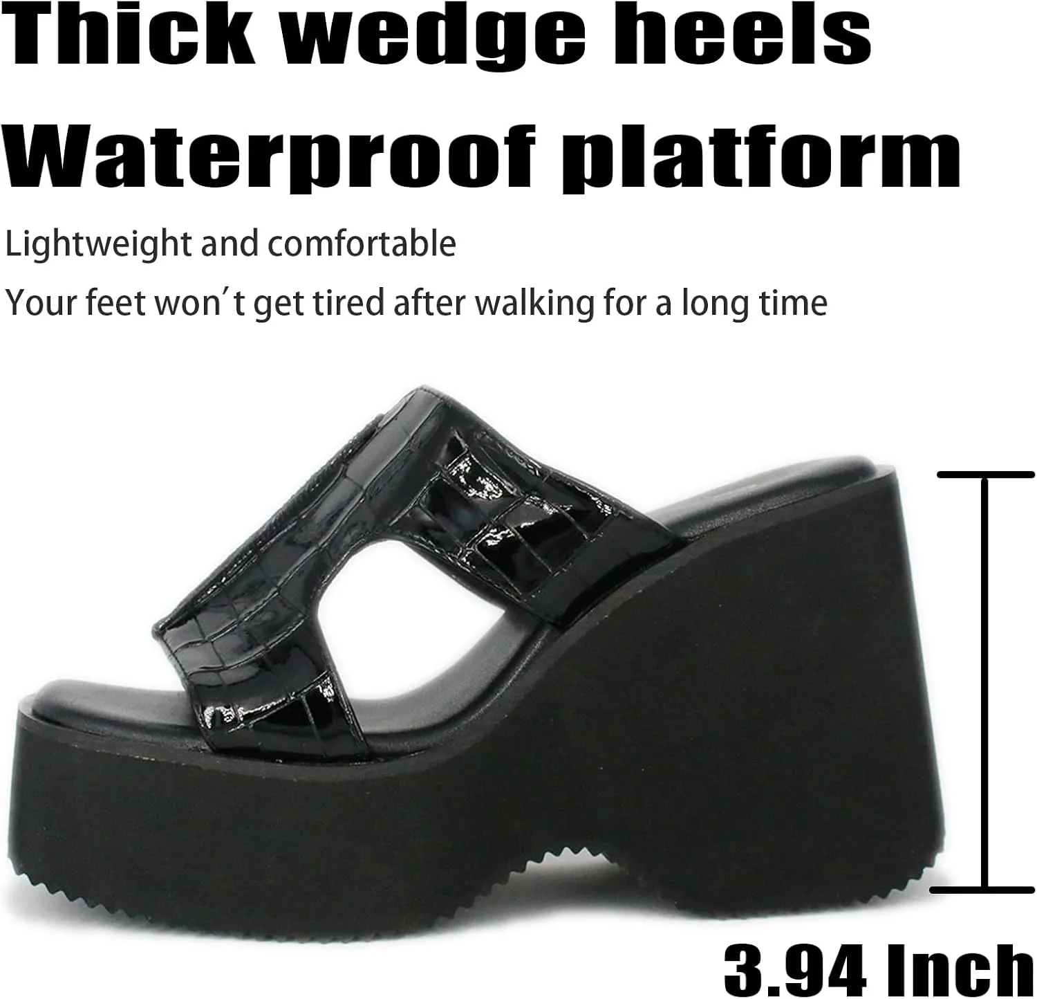 Women Pu Print Square Toe Platform Slides Sandals Fashion Chunky Lug Sole Non Slip chunky Wedges Mule Slides Comfortable Slip on Thick Sole Outdoor Causal Summer Sandals