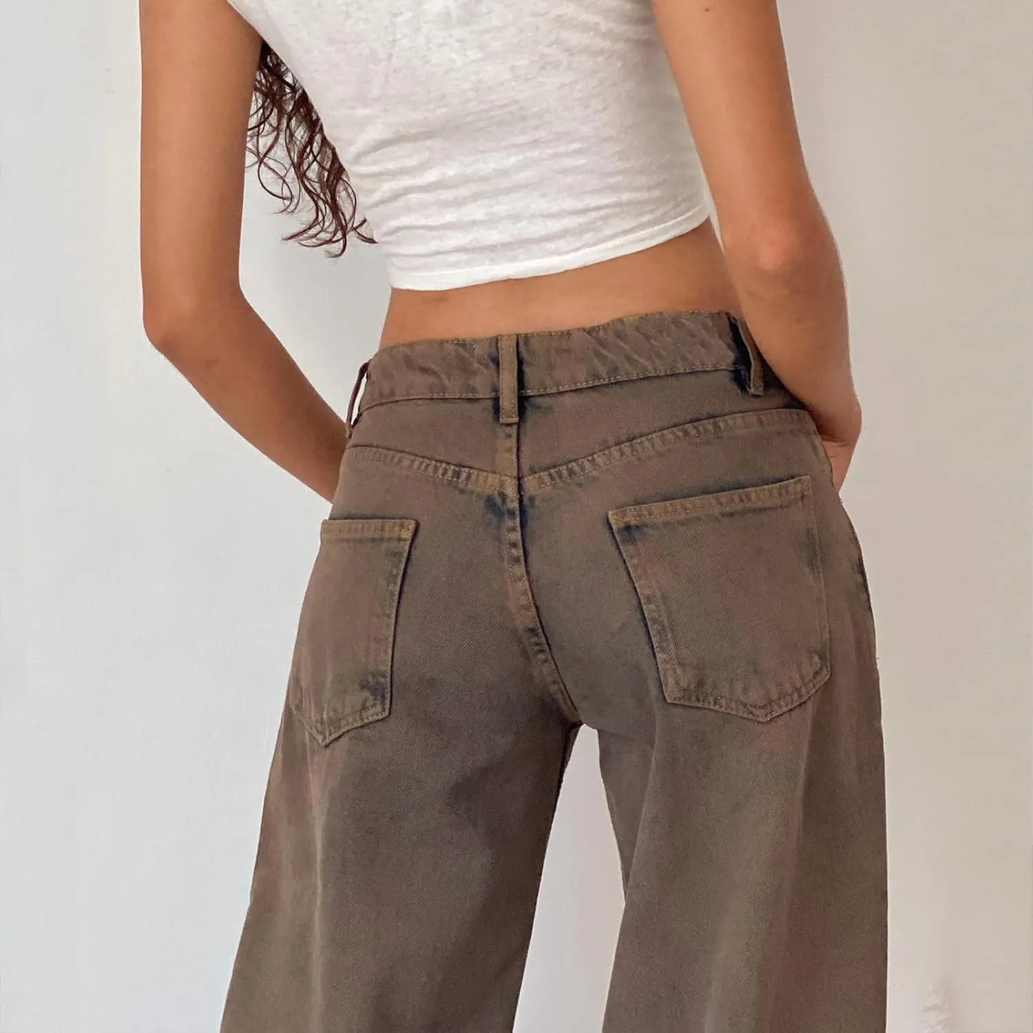 Women's Baggy Denim Pants High Waisted Y2K Wide Leg Oversized Plus Size Boyfriend Cargo Jeans Streetwear Trousers