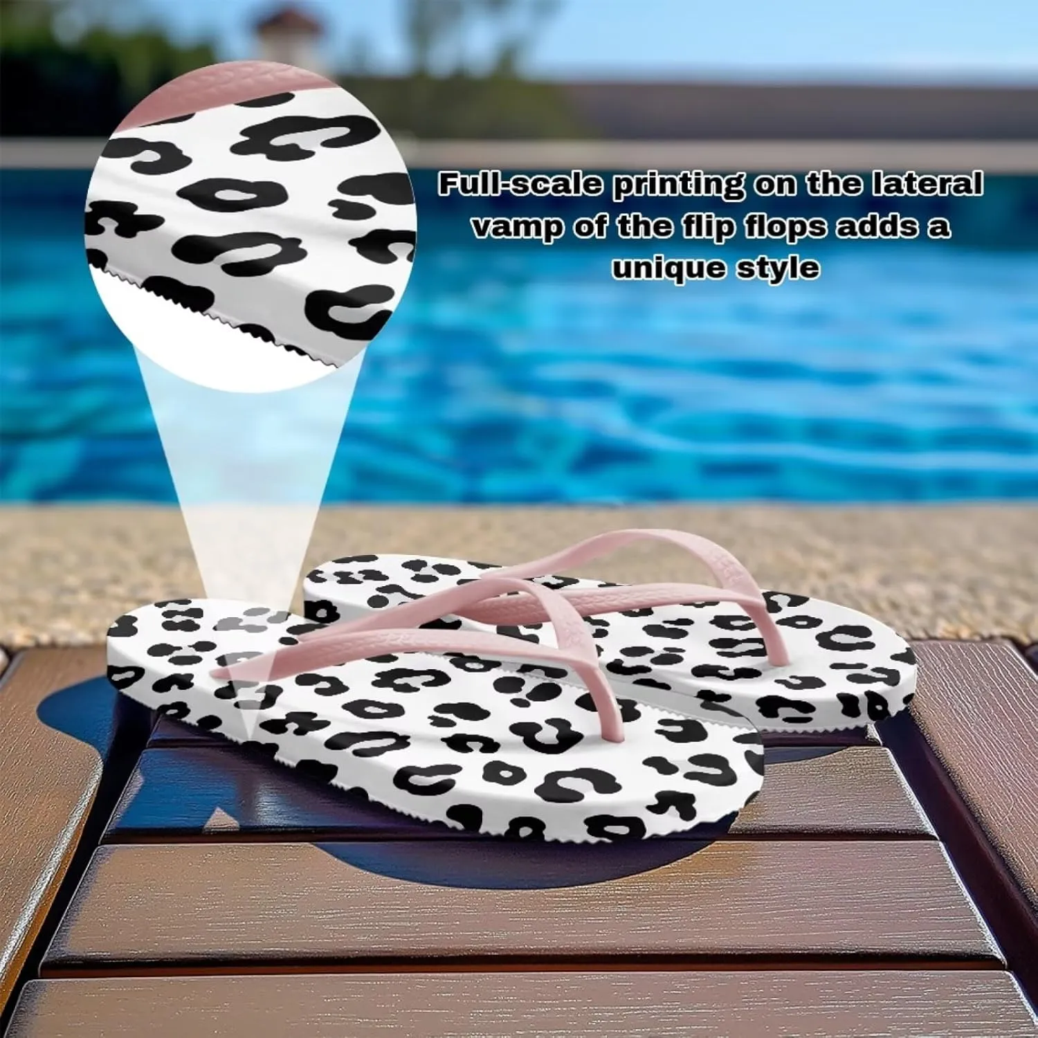 Women's Beach Flip-Flops Tropical Style Lightweight Thong Sandals with EVA Sole Non-Slip Pool Shower Slippers