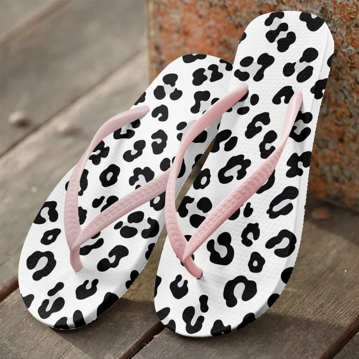 Women's Beach Flip-Flops Tropical Style Lightweight Thong Sandals with EVA Sole Non-Slip Pool Shower Slippers