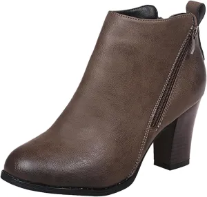 Womens Boots Ankle Heels Fall Boots for Women 2024 Low Heel Chunky Heel Combat Ankle Boot Lace up w/Side Zipper