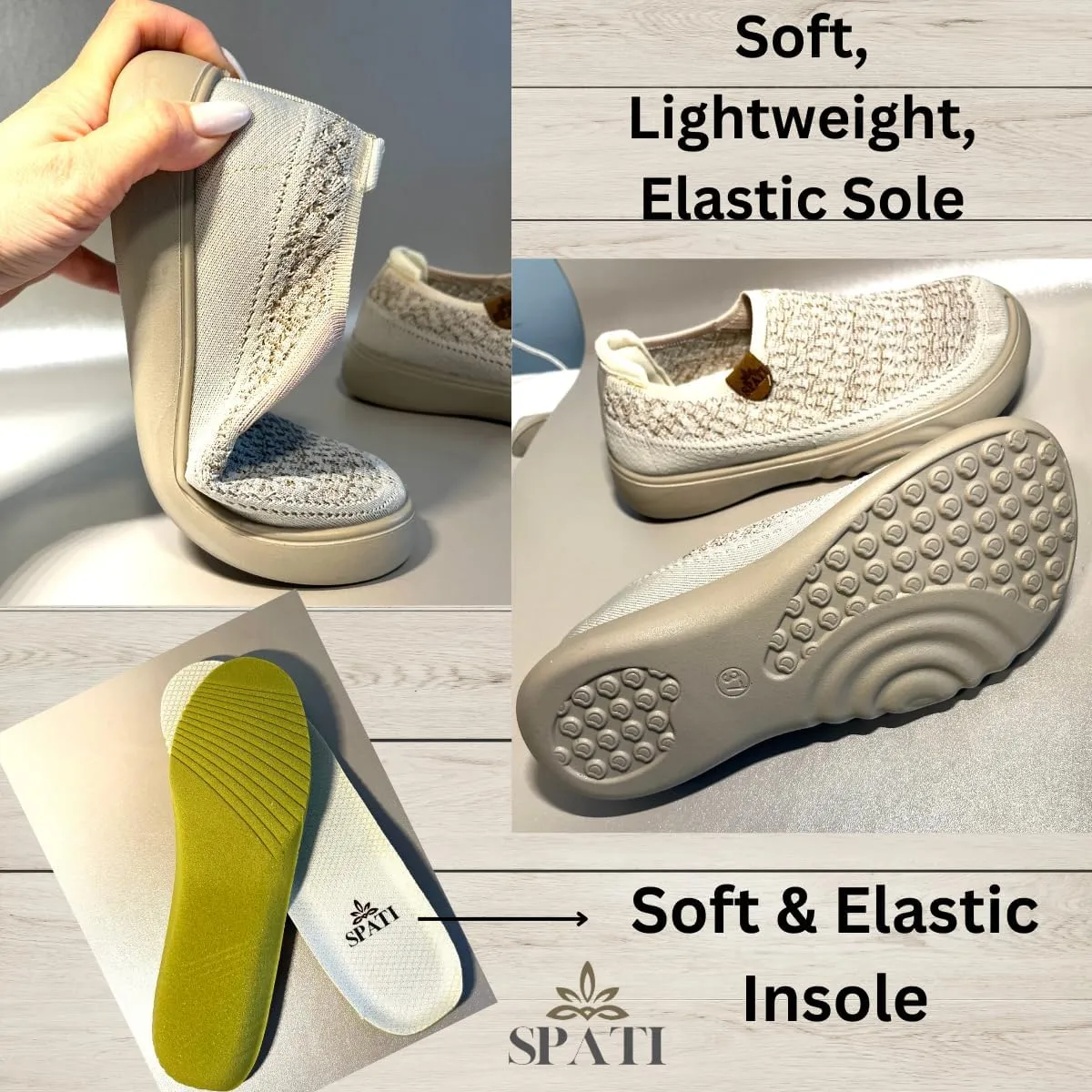 Women's Comfortable Mesh Breathable Slip-On Shoes Sneakers, Lightweight, Anti-Slip Thick Sole Flat Shoes for Travel & Walking, Casual Loafers for Spring, Summer, and Autumn