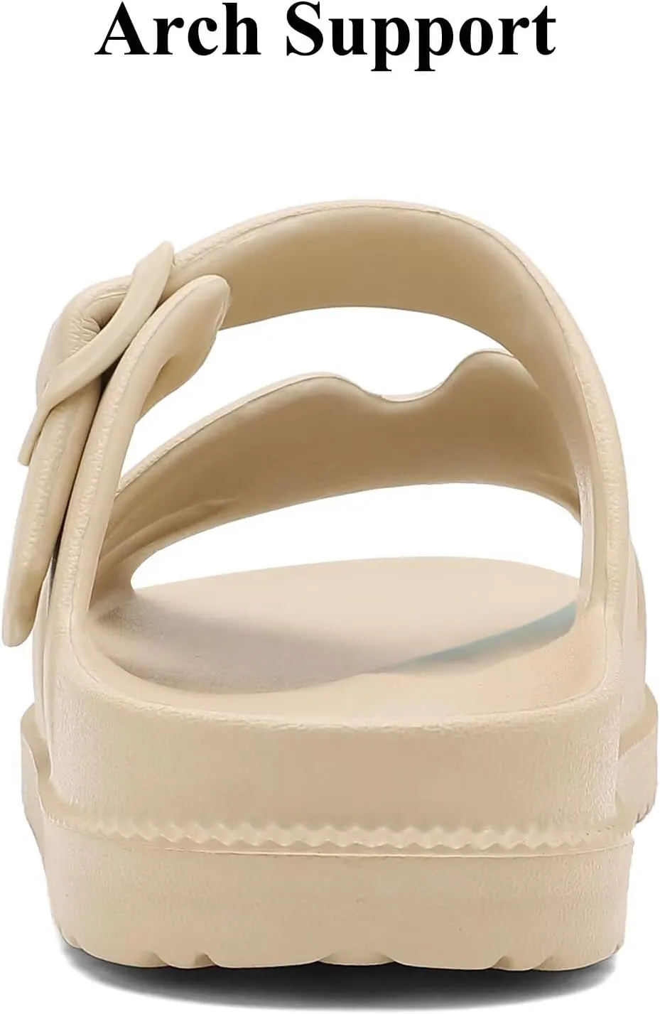 Women's Flat Sandals with Arch Support, Summer Beach Slides Adjustable Buckle, Comfort Lightweight Cushion Slip on H-Strap Sandal