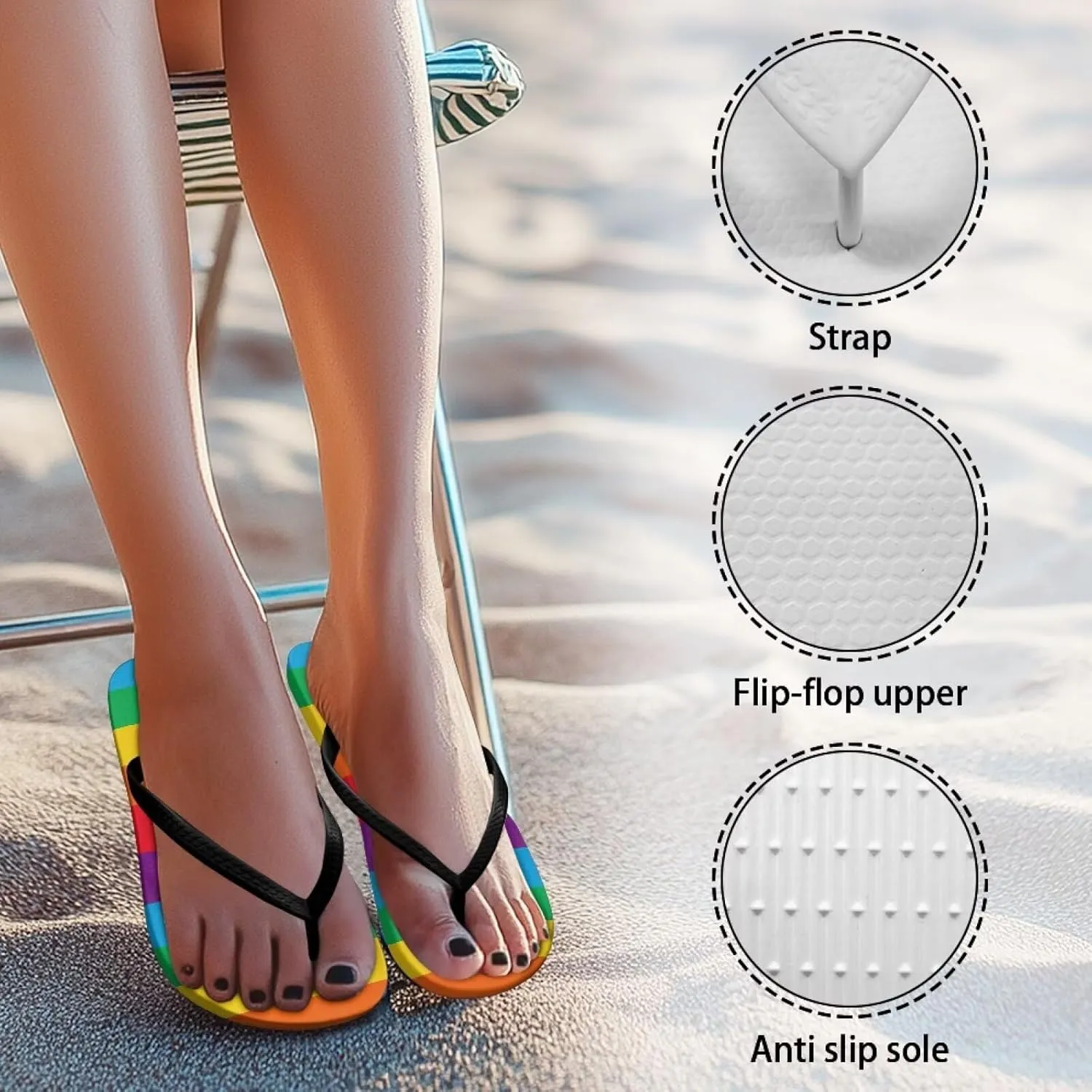 Women's Flip Flops, Ladies Comfortable Summer Beach Walking Thong Cushion Sandals Slip On Indoor Outdoor