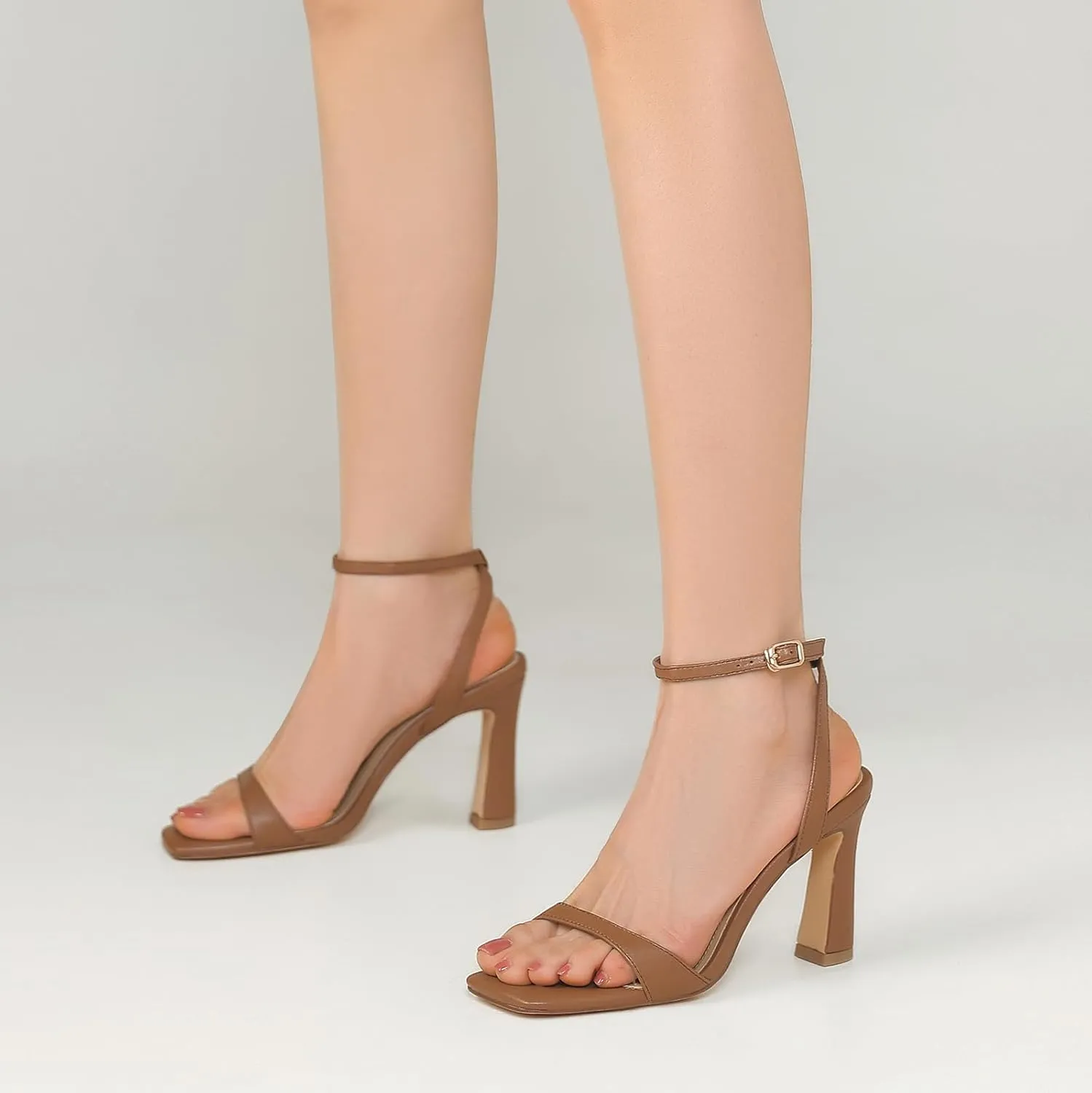 Women's Heeled Sandals Square Open Toe Chunky High Heels Ankle Strap Sandals for Women Prom Wedding Heels