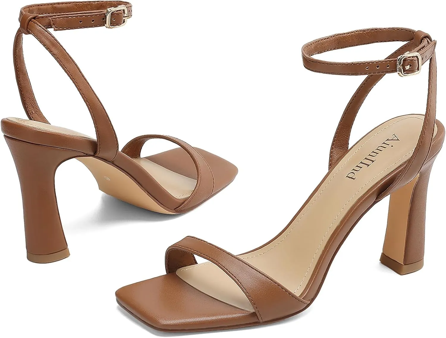 Women's Heeled Sandals Square Open Toe Chunky High Heels Ankle Strap Sandals for Women Prom Wedding Heels