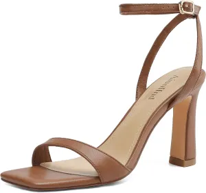 Women's Heeled Sandals Square Open Toe Chunky High Heels Ankle Strap Sandals for Women Prom Wedding Heels