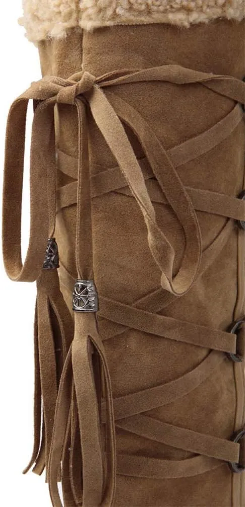 Womens High Boot Wedge Booties with Fringe Winter Snow Boots Girl