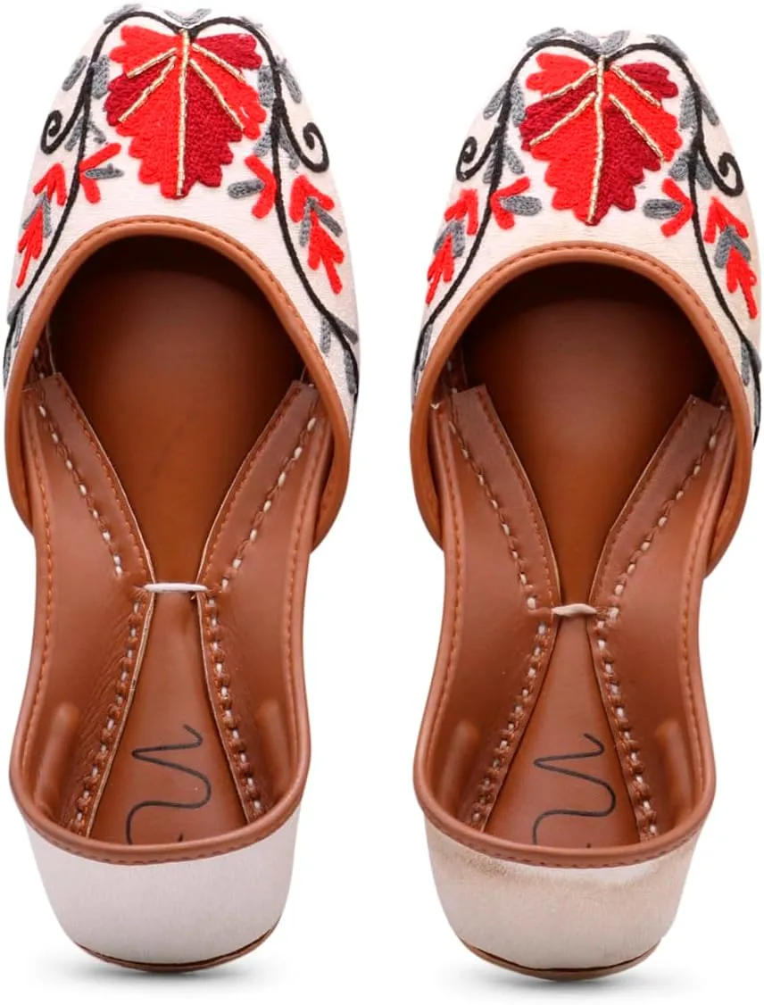 Women’s Kashmiri Shoes Embroidered Khussa Festive Jutti Ballet Flats