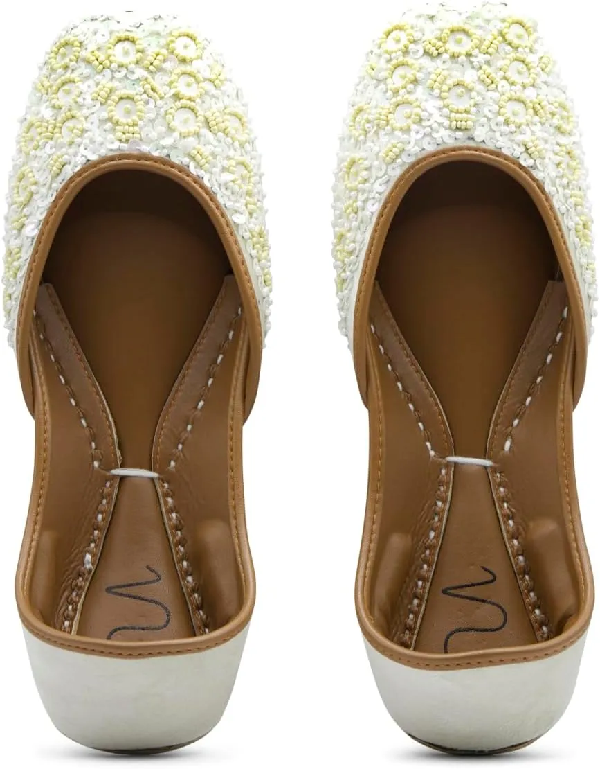 Women's Khussa Beed Work Indian Wedding Bridal Mojari Juti Punjabi Jutti Pakistani Flats