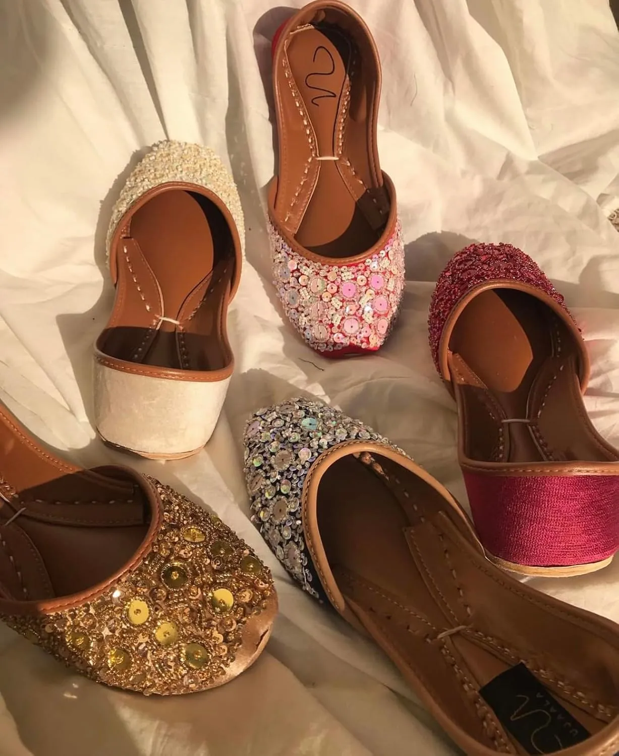 Women's Khussa Beed Work Indian Wedding Bridal Mojari Juti Punjabi Jutti Pakistani Flats